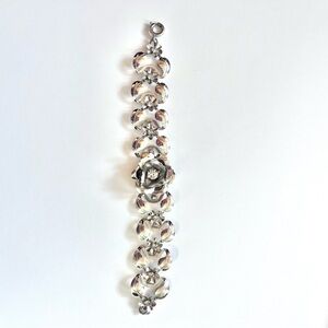 Vintage Bugbee and Niles Floral Design Aluminum and Rhinestone Bracelet
